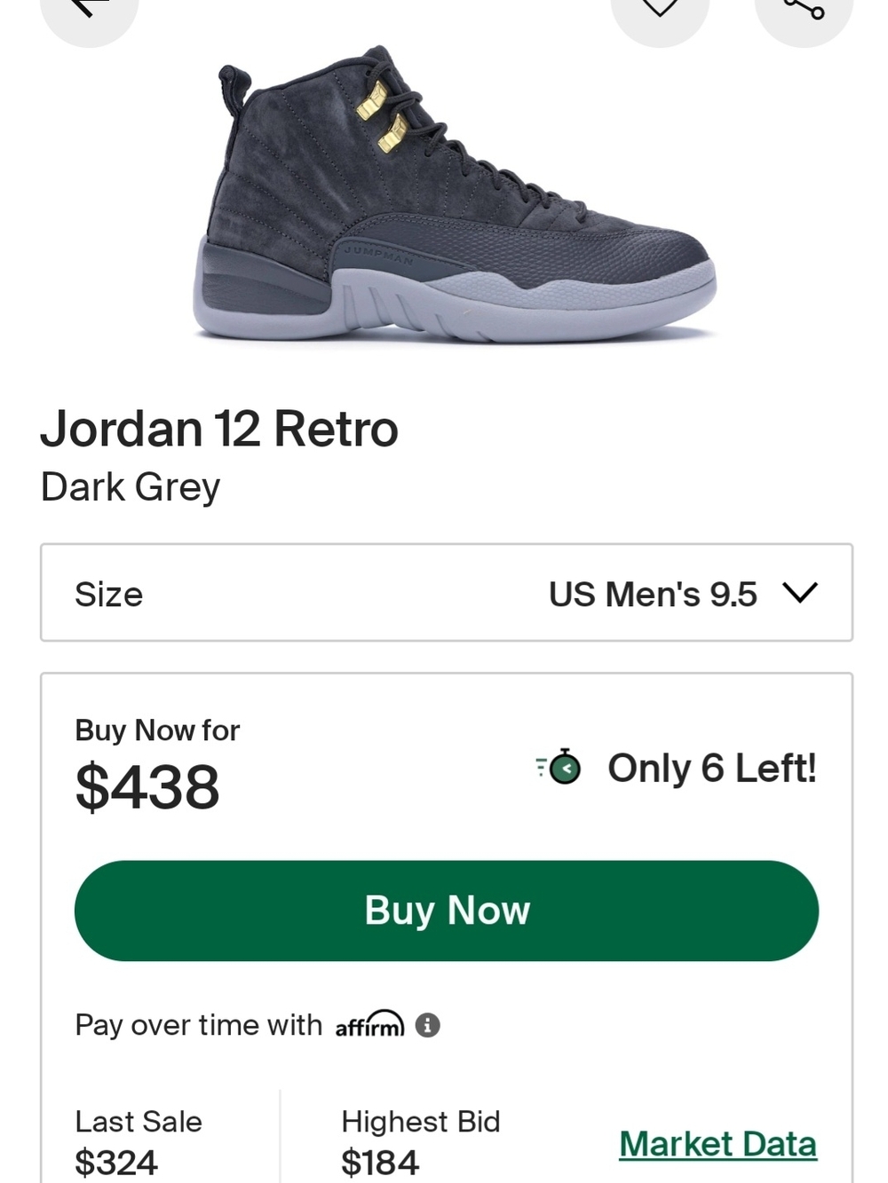 Jordan 12 Retro Dark Grey Sneakers